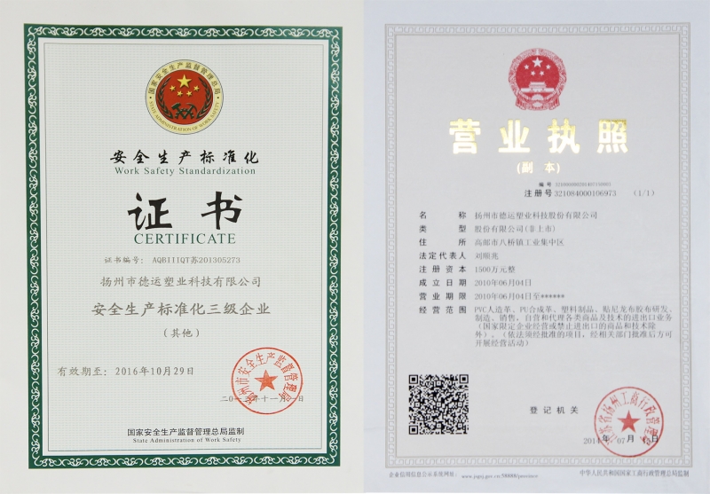 Safety Production Standardization Certificate+Business license